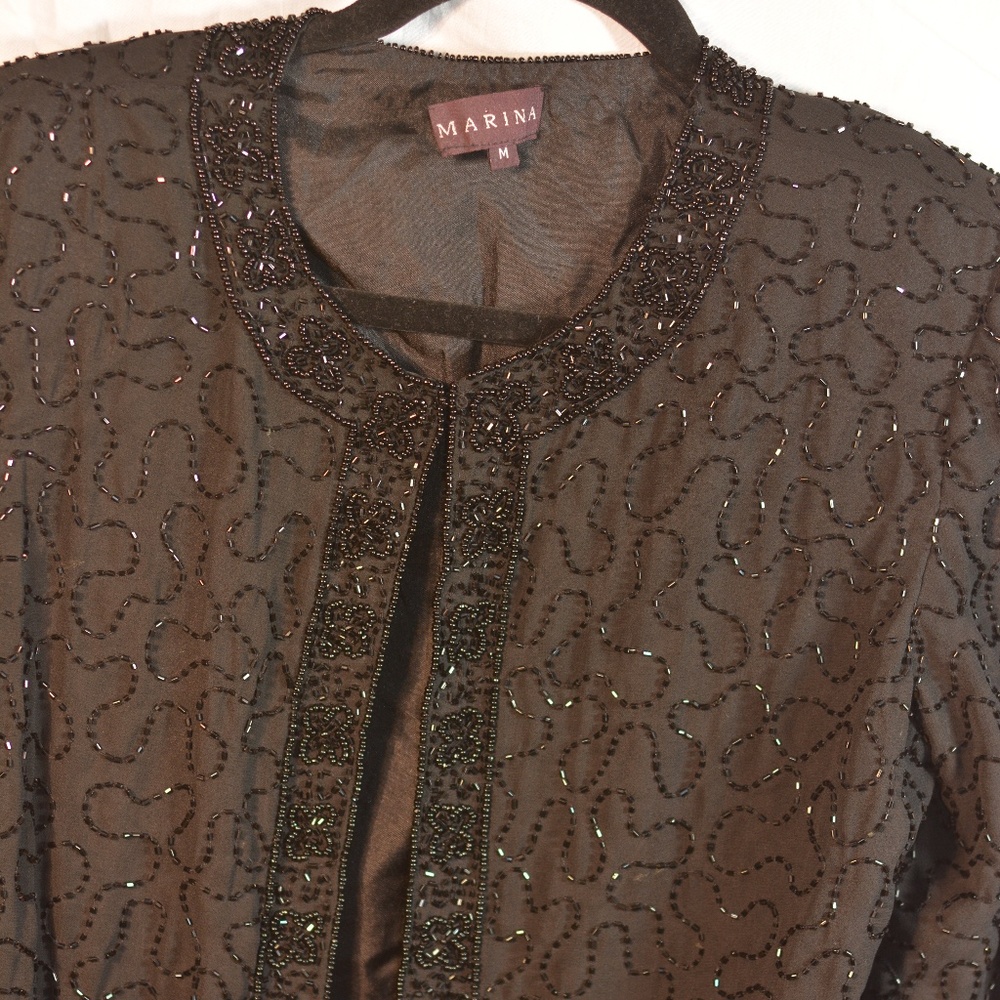 Beaded Black Jacket SZ M by Marina
